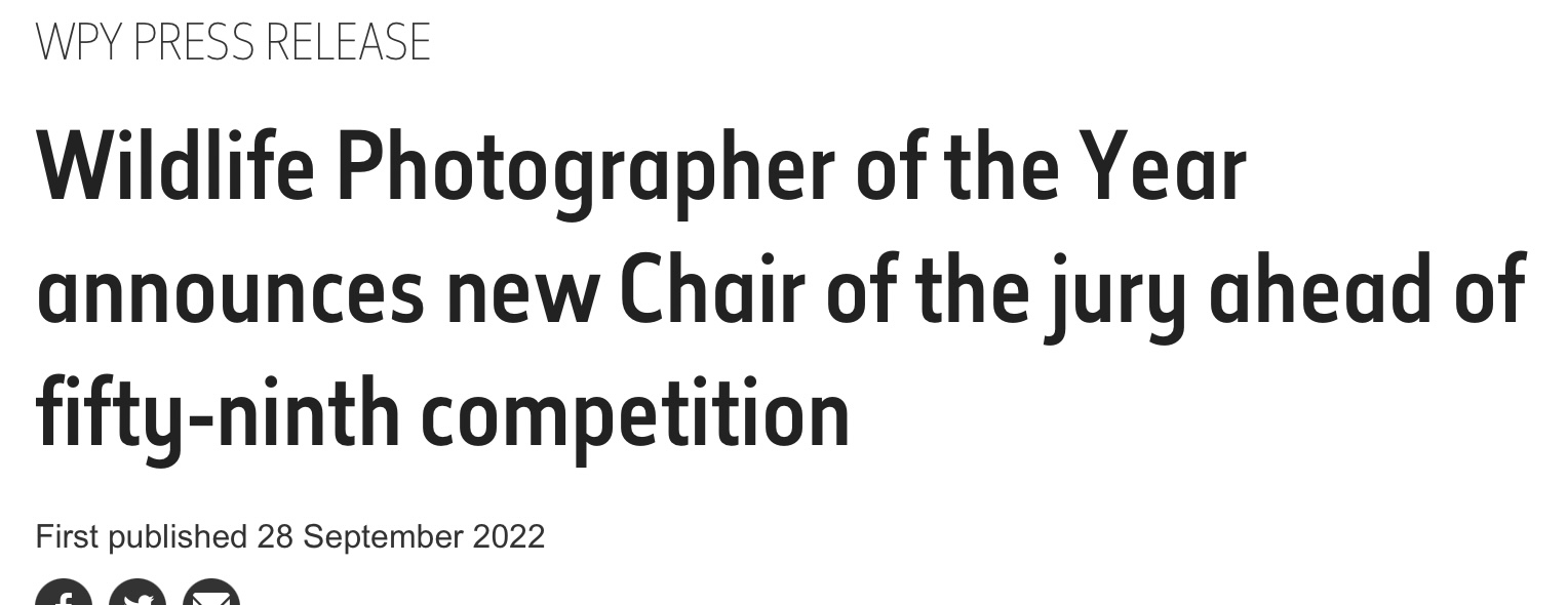 Melissa will serve as judge for the next Wildlife Photographer of the Year contest
